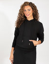 Black Pullover Hoodie With Soft Fabric, Kangaroo Pocket