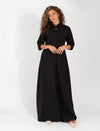 Women's Black Ponte Maxi Robe