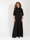 Women's Black Ponte Maxi Robe