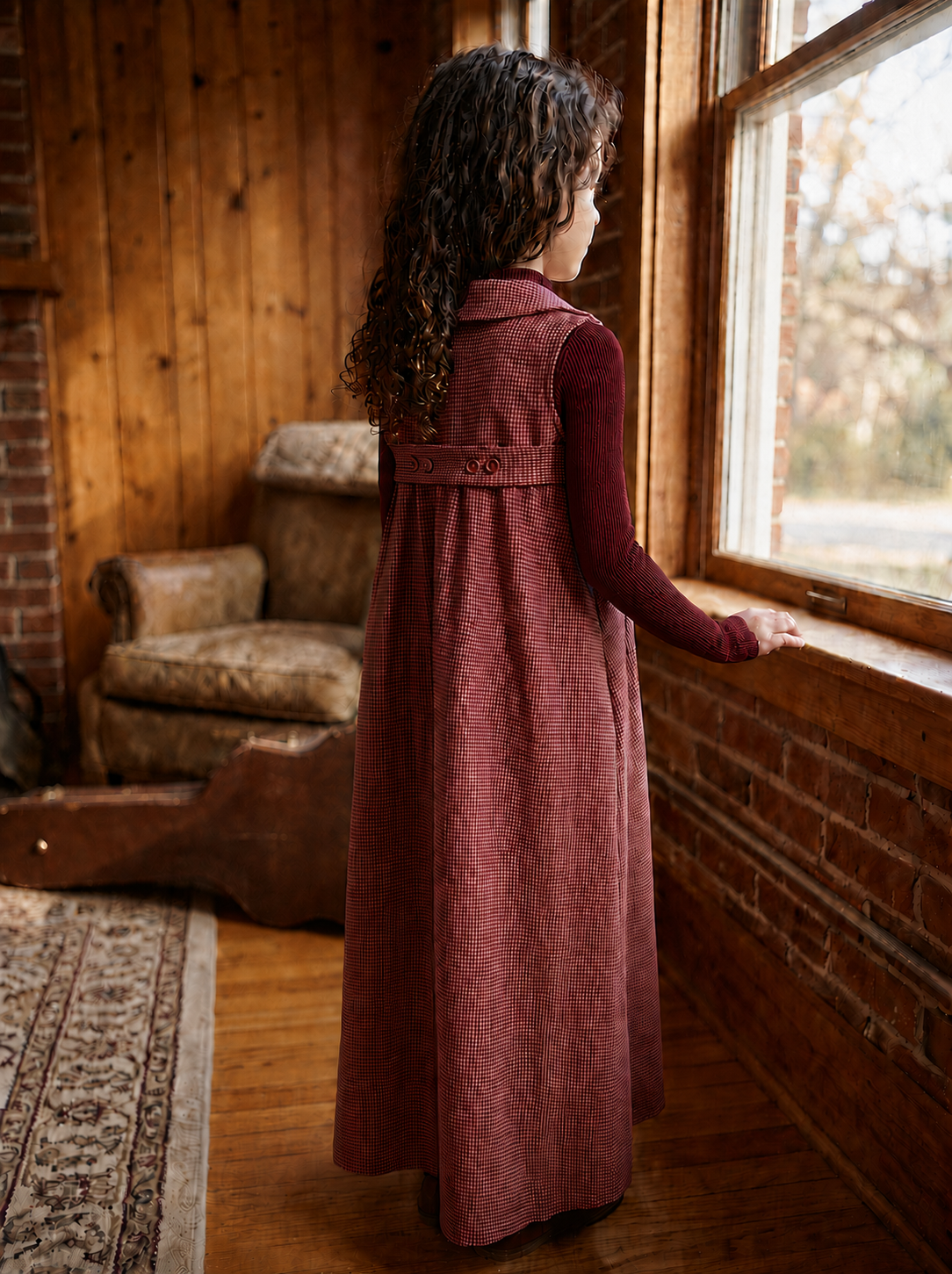 Burgundy Textured Collar Maxi Dress