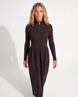 Heather Brown Textured Knit Maxi Dress
