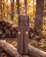 Teen Brown Suede Cardigan Maxi 2 PC Set