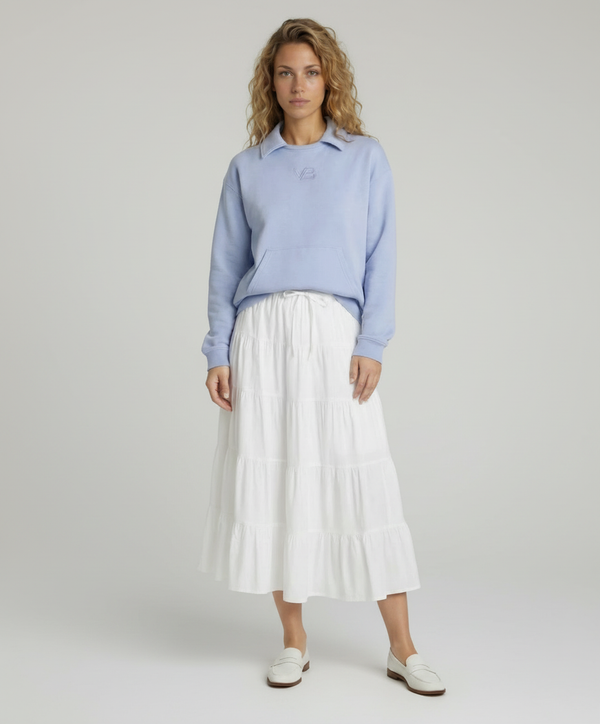 Luxury Top With Classic Collar Neckline And Refined Logo Detail Light Blue