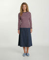 Striped Ribbed Tee Top Pink