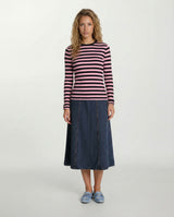 Striped Ribbed Tee Top Pink