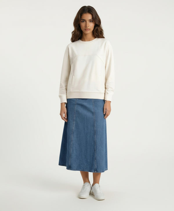 Ivory Sweatshirt With Dolman Sleeves