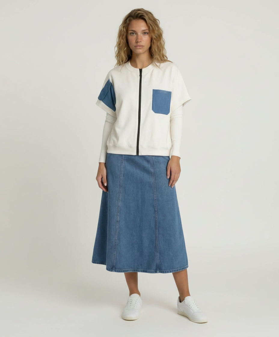 Zip-Up Top Ivory