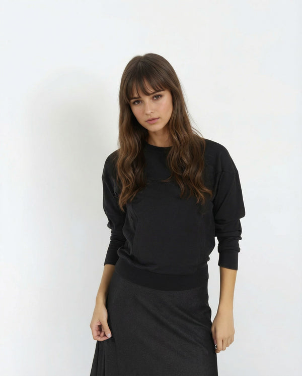 Black Sweatshirt With Dolman Sleeves