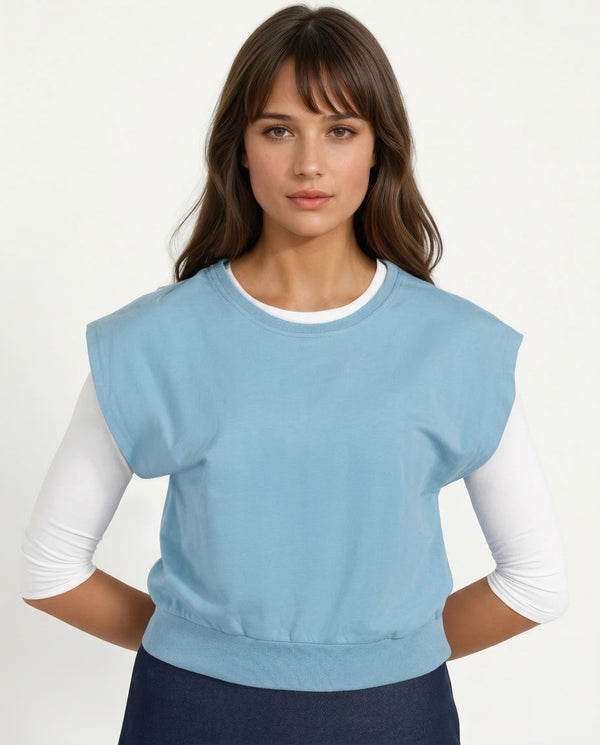 Light Blue Crop Vest