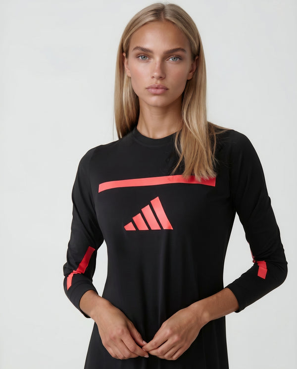 Pull On Nightgown with Sport Motif Black Red