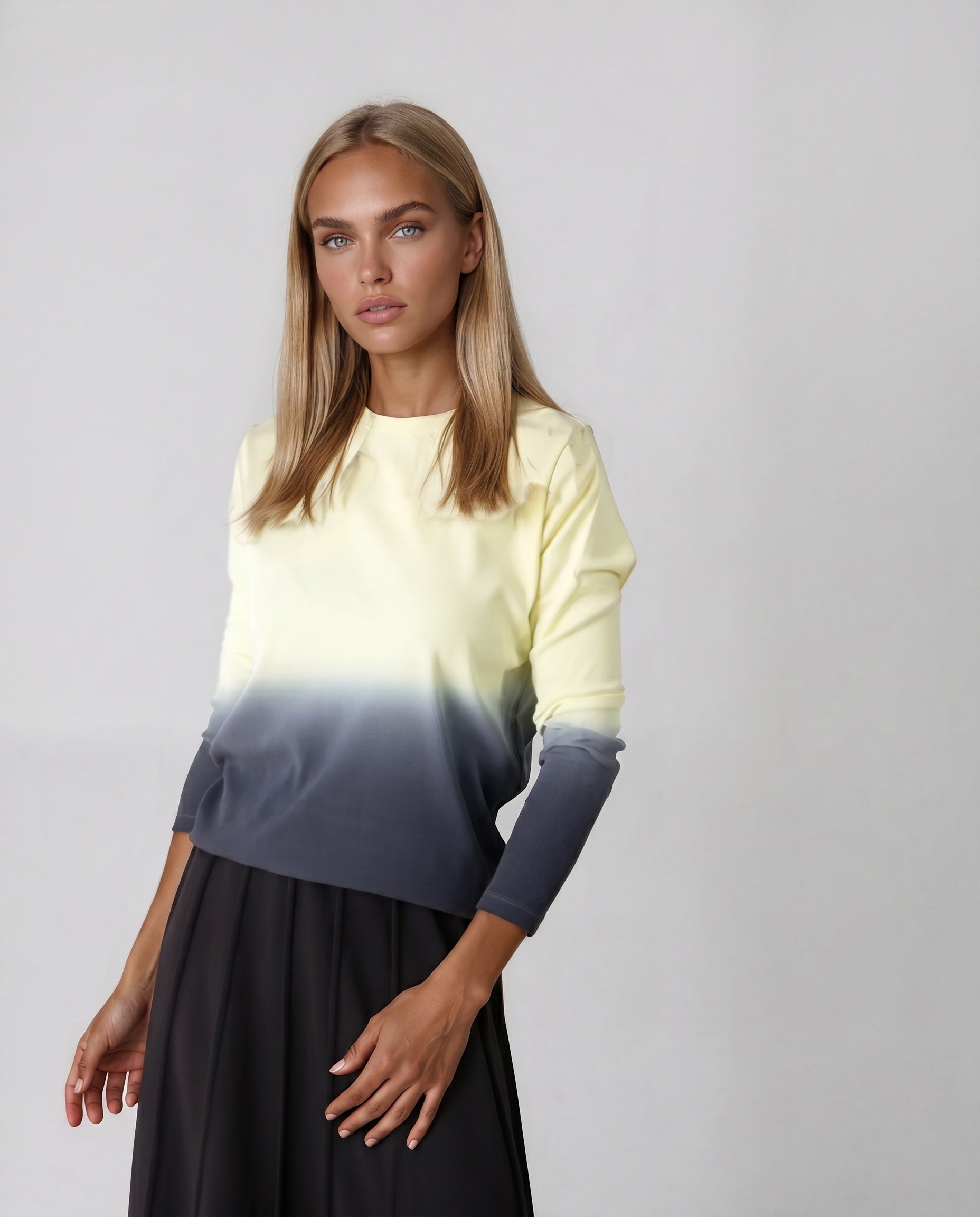 Soft Ombre Ribbed Top Yellow