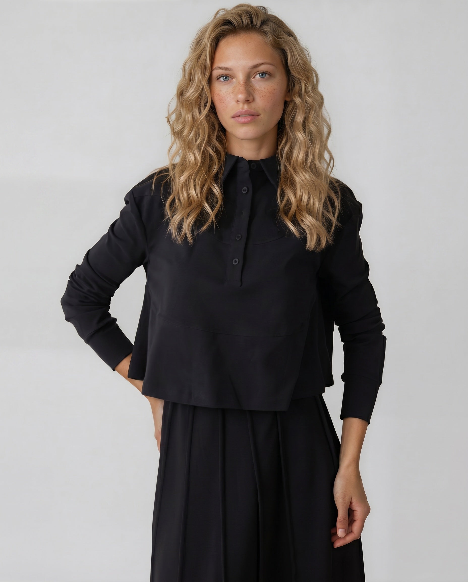 Black Button Top