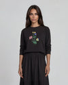 Black Wildflower Sketch Top