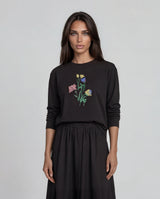 Black Wildflower Sketch Top