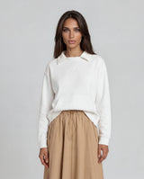 Luxury Top With Classic Collar Neckline And Refined Logo Detail Of White
