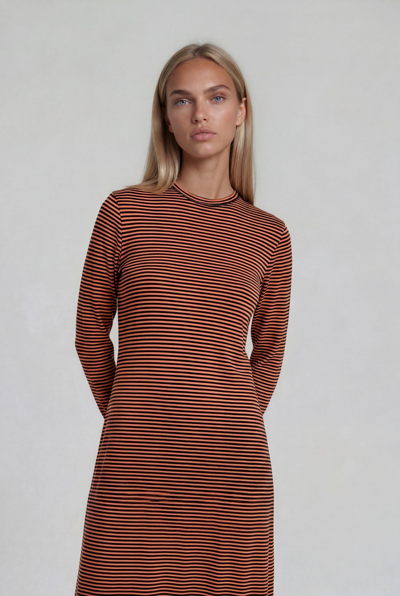Black & Orange Ribbed Nightgown