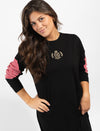 Black With Red Striped Neck Nightgown