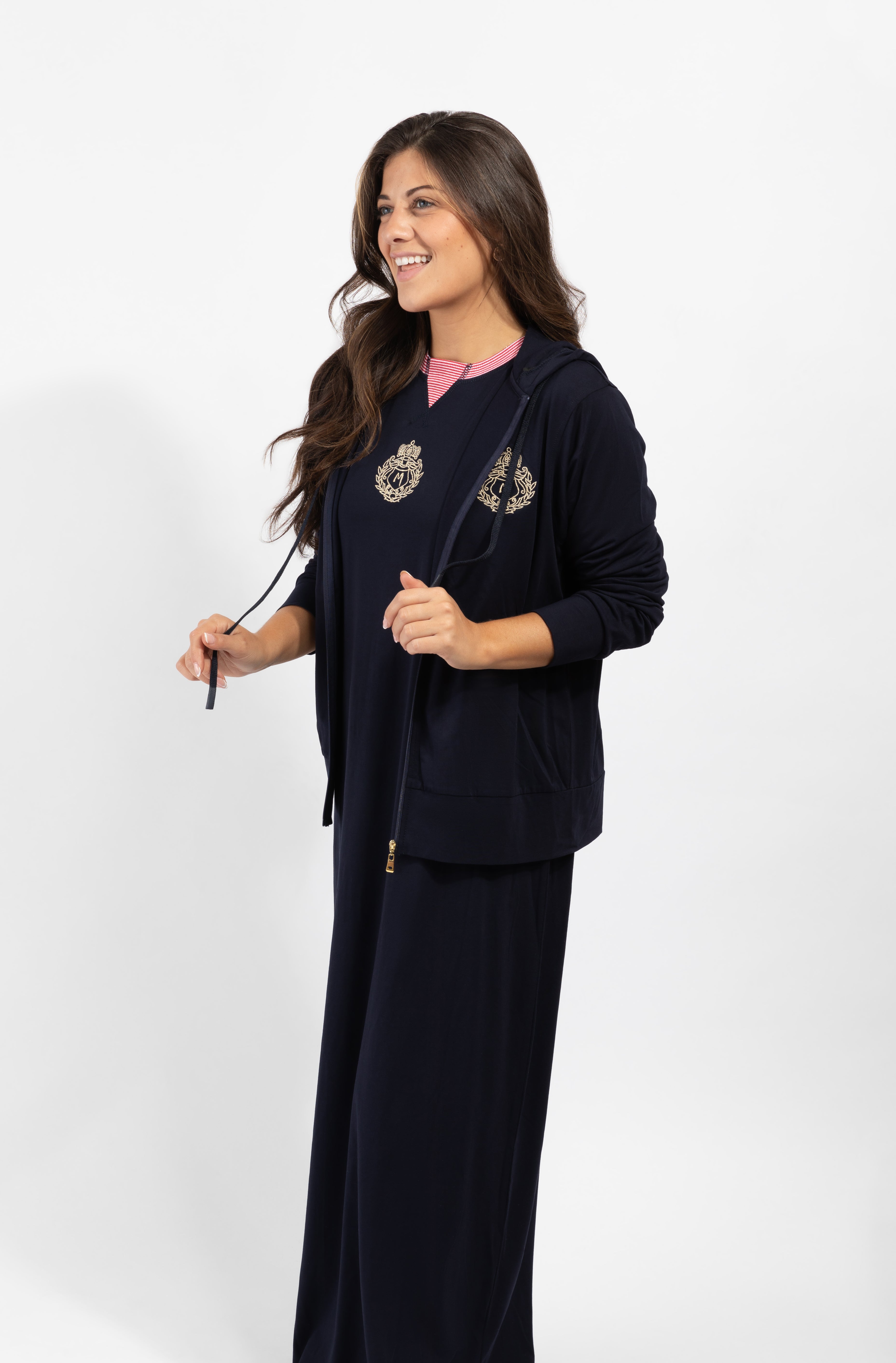 Black With Red Striped Neck Nightgown