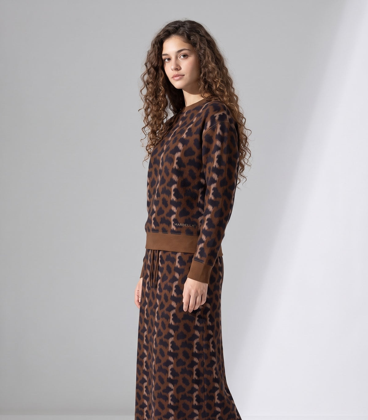 Brown Leopard Print Crewneck Sweatshirt
