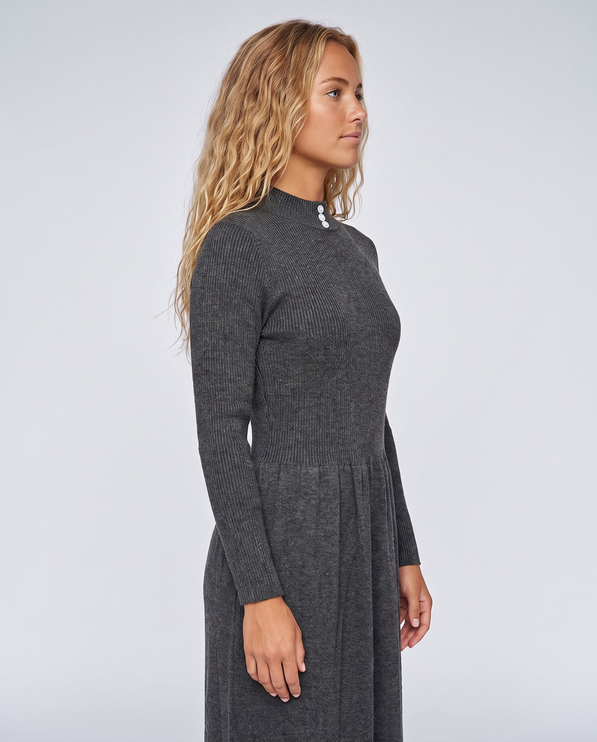 Heather Grey Textured Knit Maxi Dress