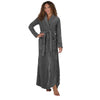 Terry Wrap Long Geometric Belted Bathrobe With Shawl Collar Gray