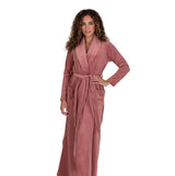 Ultra Soft Plush Velour Belted Shawl Collar Wrap Robe Cinnamon Pink