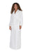 Long Terry Wrap Belted Bathrobe with Piped Trim White Mocha