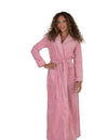Terry Wrap Long Belted Bathrobe With Hood Pink