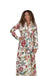 Terry Wrap Long Belted Bathrobe With Floral
