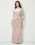 Crushed Velvet Button Down Wrap Robe with Back Smocking and Attached Belt Pink Speckled