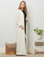 French Terry Heather Wrap Robe with Blanket Stitch Ivory