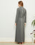 Fleece Belted Wrap Robe with Ivory Edge Trim Gray