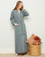 Plush Lined Belted Wrap Robe with Trapunto Stitching Sage