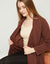 Plush Lined Belted Wrap Robe with Trapunto Stitching Burgundy
