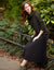 29" Unlined Accordian Mini Pleat Crepe Skirt Black