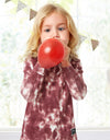 Kids Pima Cotton Tie Dye Legging Playwear Set Burgundy
