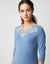 Pull On Nightgown with Contrast Lace Trim Soft Blue