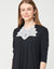 Pull On Layered Nursing Nightgown with Contrast Lotus Lace Trim Black