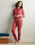 Soft Pajama Legging Set with Lace Panel Coral