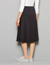 27"-29"-34"-37" Aline Seamed Lightweight Jersey Skirt with Covered Elastic Waistband Black