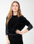 Multi Seamed Velour Top with Jersey Sleeves Black