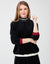 Velour Mock Neck Top with Color Block Ribs