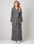 Terry Wrap Long Geometric Belted Bathrobe With Hood Gray