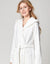 Terry Wrap Long Geometric Belted Bathrobe With Hood White