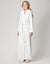 Terry Wrap Long Geometric Belted Bathrobe With Hood White