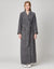 Terry Wrap Long Geometric Belted Bathrobe With Shawl Collar Gray