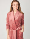 Ultra Soft Plush Velour Belted Shawl Collar Wrap Robe Cinnamon Pink