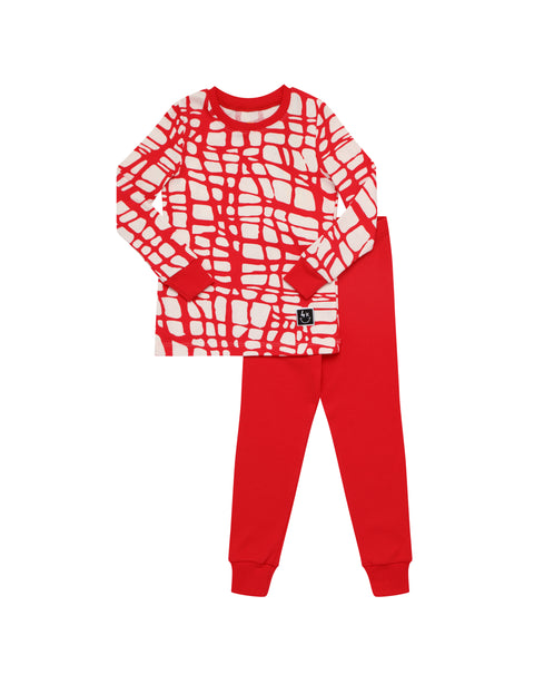 Kids Pima Cotton Cozy Nest Pajamas Legging Playwear Set Red