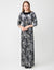 Square Neck Velvet Maxi Dress Shabbos Robe with Contrast Trim Paisley