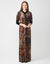 Velvet Vneck Maxi Dress Shabbos Robe with Contrast Tall Cuffs and Trim